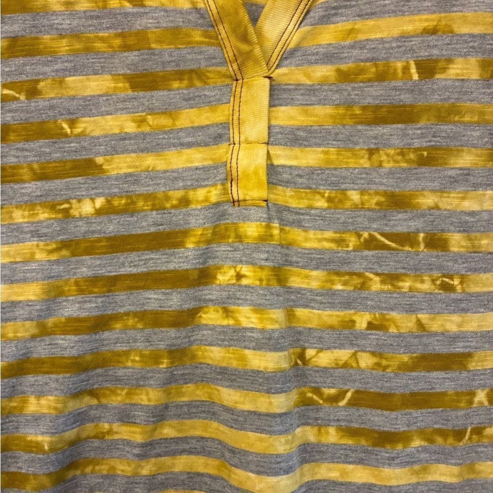 PRANA Long Sleeve Henley Top Striped Yellow Gray Women’s Size Medium - Picture 3 of 7